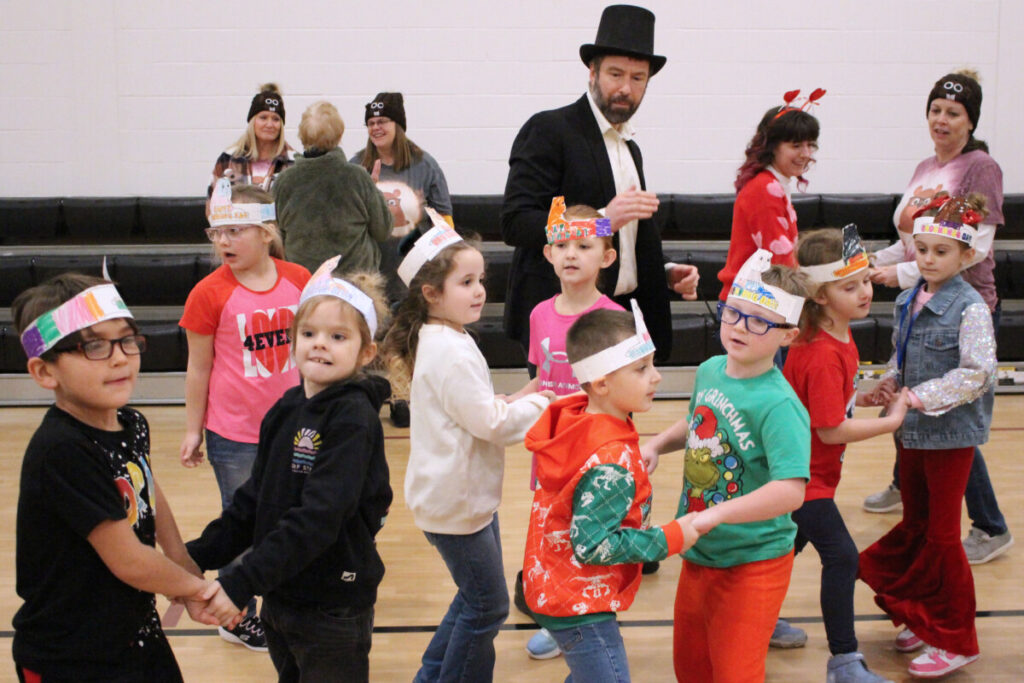 WLES students are all smiles while doing the Pennsylvania Polka.